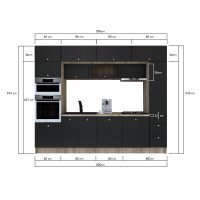 Bucatarie ZONE A 300 FRONT MDF K002 / decor 266